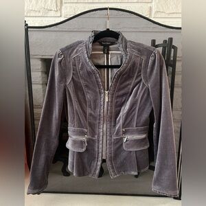White House Black Market Pleated Velvet Military Jacket - Size 2